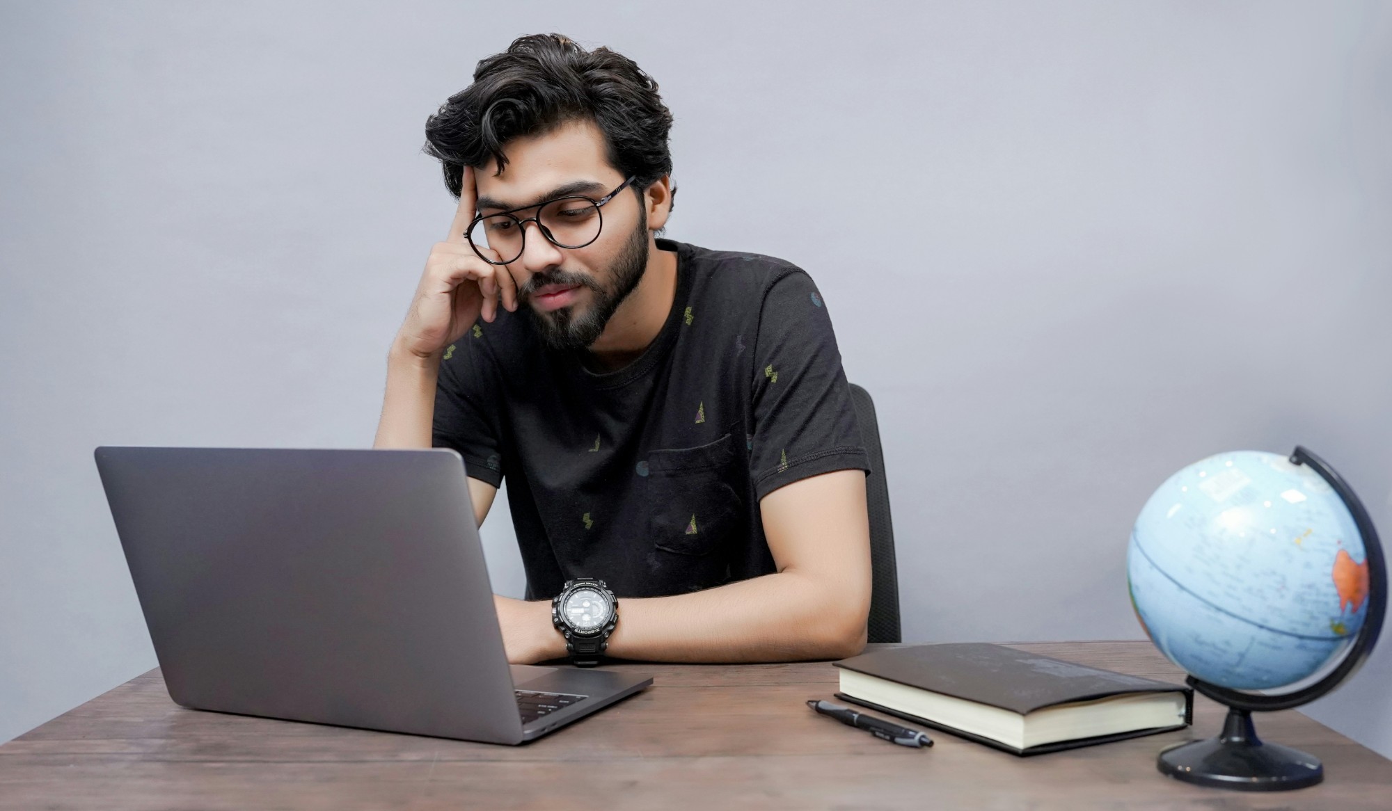 A candidate at a laptop